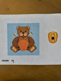 Honey Bear with Beehive Tooth Fairy Pillow by Susan Roberts Needlepoint (thumbnail)