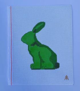 Moss Spring Bunny Canvas - Left Facing Bunny - Green by Evergreen Needlepoint (thumbnail)
