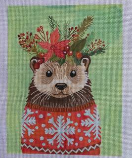 Otter in Christmas Sweater by Kate Dickerson Needlepoint Collections (thumbnail)