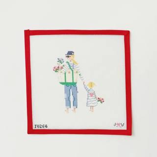 Mother & Child - Blonde with Daughter by Jennifer Vallez Needlepoint (thumbnail)