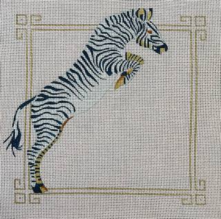 Zebra Jumping Canvas by Colors of Praise Art Studio (thumbnail)