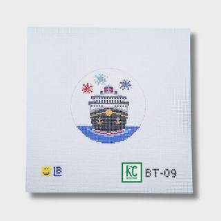 Cruise Ship with Fireworks Bag Tag Canvas by Lauren Bloch Designs (thumbnail)