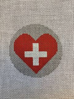 Heart Flag Bag Tag - Switzerland by M F Needlepoint (thumbnail)