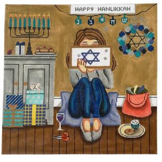 Hanukkah Stitching Girl by Gayla Elliott Designs (thumbnail)