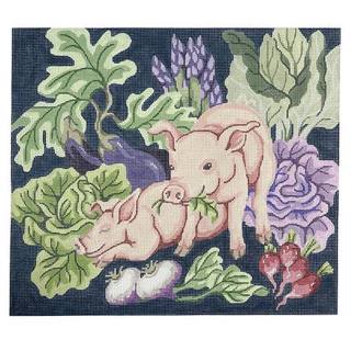 Pigs in the Garden Pillow by Silver Needle (thumbnail)