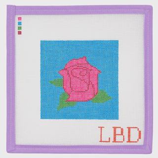 Pink Rose on Blue by Little Bird Designs (thumbnail)