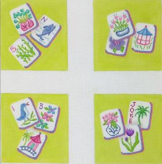 Chinoiserie Theme Kate Dickerson Set Of Four Coasters Mahjong Tiles by Kate Dickerson Needlepoint Collections (thumbnail)