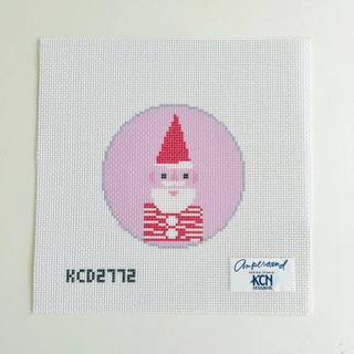 Pink Santa Round Printed Canvas by KCN Designers (thumbnail)