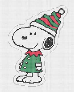 PEANUTS Christmas - Snoopy Elf Shaped Pillow Canvas by Officially Needlepoint (thumbnail)