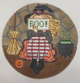 Witch Boo Stitching Girl Ornament by Alice Peterson (thumbnail)