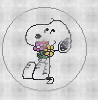 Snoopy Hugging Flowers by Officially Needlepoint (thumbnail)