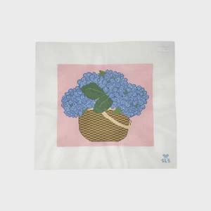 Hydrangea Basket on Pink Canvas by Stitchtent (thumbnail)