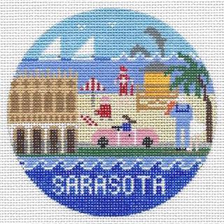 Sarasota Round Canvas by Doolittle Stitchery (thumbnail)