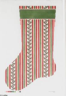 French Stripe Christmas Stocking - pinks by Jeni Sandberg Needlepoint (thumbnail)