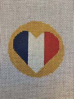 Heart Flag Bag Tag - France by M F Needlepoint (thumbnail)