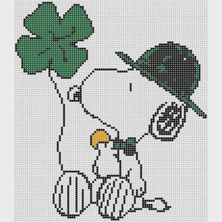 PEANUTS St. Patricks Day - Snoopy with Shamrock Canvas by Officially Needlepoint (thumbnail)