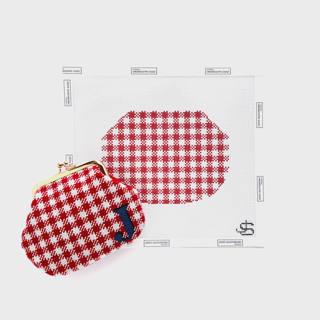 Kiss Lock Bag – Gingham Red by Jeni Sandberg Needlepoint (thumbnail)