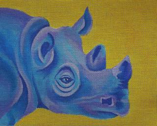 Blue/Yellow Rhino by Madeleine Elizabeth (thumbnail)