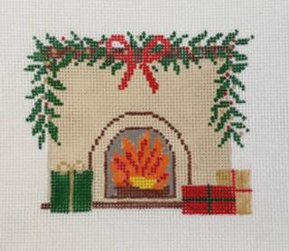 Christmas Fireplace with Stitch Guide by Stitch Style Needlepoint (thumbnail)