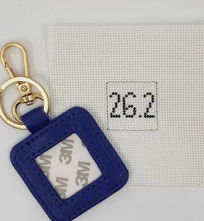 Square Key Fob or bag charm - blue with gold by Blue Waters Needlepoint (thumbnail)