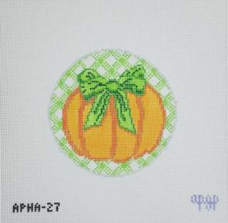 Gingham Pumpkin Round- Green by melissa loves needlepoint (thumbnail)