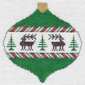 Xmas Ball with Reindeer Ornament Canvas by Doolittle Stitchery (thumbnail)