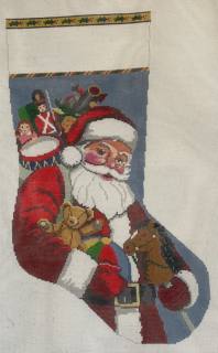 Santa Carrying Toys Stocking by Liz Goodrick-Dillon (Tapestry Tent, via Susan Roberts) (thumbnail)