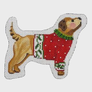 Mini - Yellow Dog in Red Sweater by Kate Dickerson Needlepoint Collections (thumbnail)