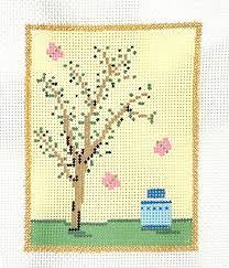 Chinoiserie Silk Screen - Yellow Canvas by Stitch Style Needlepoint (thumbnail)