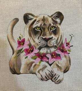 Cougar w Floral Collar by Colors of Praise Art Studio (thumbnail)