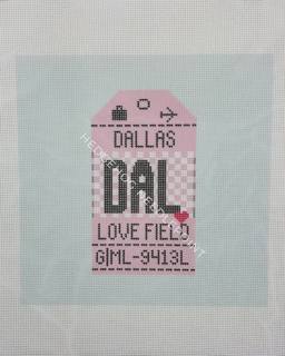 Retro Travel Tag · Dallas Love by Hedgehog Needlepoint (thumbnail)