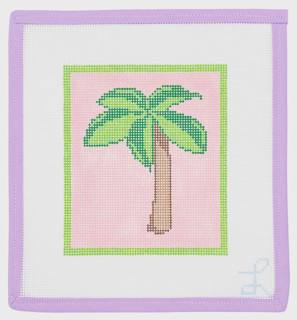 Palm On Pink Pillow - 10 Mesh by Lycette Designs (thumbnail)
