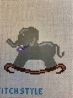 Grey Elephant Rocker Canvas by Stitch Style Needlepoint (thumbnail)