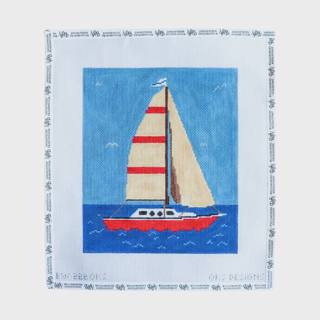Red Hull Sailboat by Blue Waters Needlepoint (thumbnail)