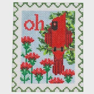 Ohio State Bird & Flower Stamp by Wipstitch Needleworks (thumbnail)