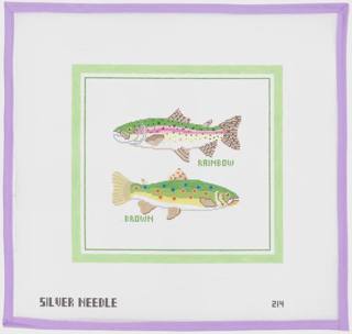 Rainbow & Brown Trout by Kelly Clark Needlepoint (Colonial Needle) (thumbnail)