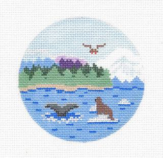 Round ~ ALASKA ~ Wild Alaska Destination 4" 18 Mesh Needlepoint Canvas by Painted Pony by Painted Pony Designs (thumbnail)