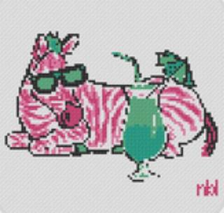 Vacation Zebra with Cocktail Canvas by Needlepoint by Laura (thumbnail)