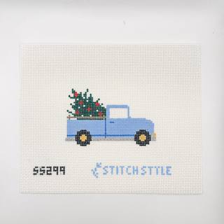 Blue Christmas Truck with stitch guide by Stitch Style Needlepoint (thumbnail)