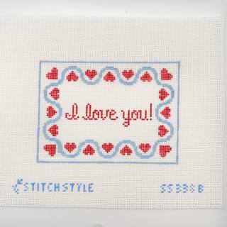 I Love You Blue Canvas by Stitch Style Needlepoint (thumbnail)