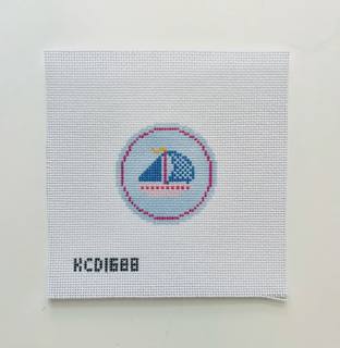 Blue Sailboat on Blue Canvas by KCN Designers (thumbnail)