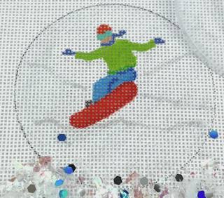 Snowboarder on Sparkly White Snow by Kate Dickerson Needlepoint Collections (thumbnail)