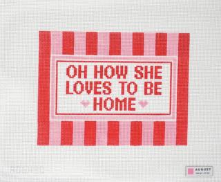 Oh How She Loves to Be Home Pink – Large Canvas by August Design Works (thumbnail)