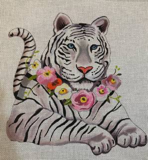 White Tiger/Pink Floral Collar by Colors of Praise Art Studio (thumbnail)