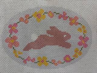 Hopping Bunny with Flowers Needlepoint Canvas by KCN Designers (thumbnail)