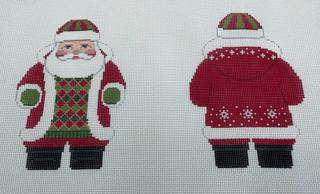 Snowflake Red Jacket Santa, 2 sided by Liz Goodrick-Dillon (Tapestry Tent, via Susan Roberts) (thumbnail)