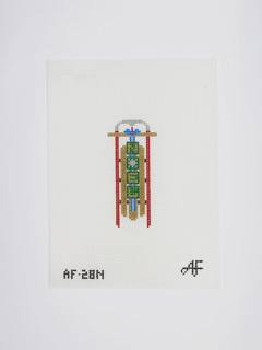 Noel Sled Ornament Canvas by Anne Fisher Needlepoint (thumbnail)