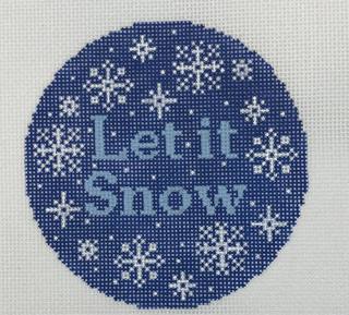 Let it Snow with snowflakes on blue round by Poppy's Designs (thumbnail)