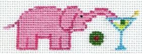 Pink Elephant with Martini by Meredith Collection (thumbnail)