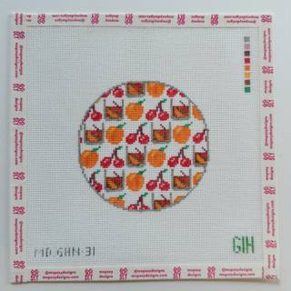 WS - Green Heart Needlepoint: Old Fashion Round Canvas by Mopsey Designs (thumbnail)